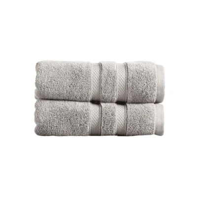 Image of Christy Chroma Hand Towels Set of 2 Highly Absorbent Heavyweight 675GSM Bold and Bright Soft Velvety Smooth Bathroom Shower 100% Cotton Dove Grey