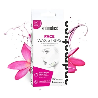 Image of andmetics FACE Wax Strips: Cold Hair Removal Strips, Strips for The face, 20 x