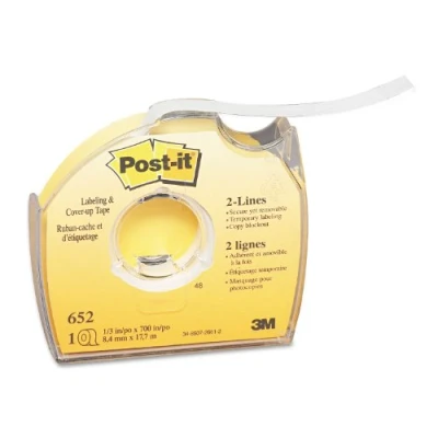 Image of Post it 652 Labeling &amp; Cover Up Tape, Non Refillable, 1/3&quot; x 700&quot; Roll
