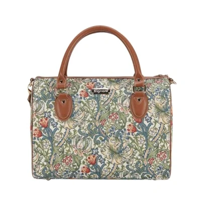 Image of Signare Tapestry Travel Luggage Bag/Inspired by William Morris (Golden Lily, TRAV GLILY)