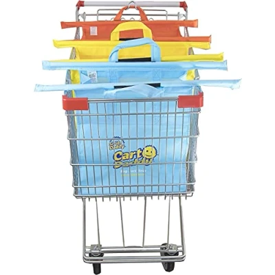 Image of Scrub Daddy Cart Trolley Bags for Shopping Trolley, Pack of 3 Carriers, Replace Carrier with Heavy Duty Reusable, Foldable Fabric Organisers Groceries &amp; Food, Washable