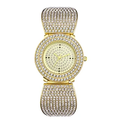 Image of JewelryWe Men Women Iced Out Watch Fashion Luxury Full Diamond Watches Gold/Silver Quartz Analog Wristwatch Ladies Dress