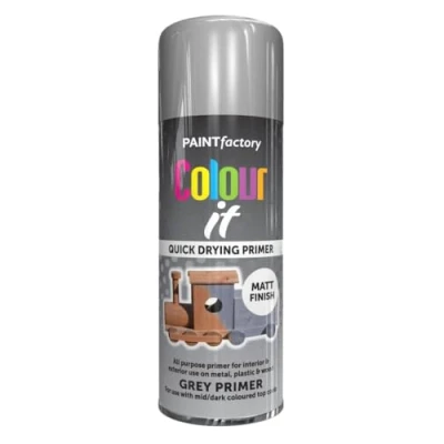 Image of AlezyB 6 x Grey Primer 400ml All Purpose Spray Paint Use on Metal, Wood, Plastic and Multipurpose Aerosol Professional Quality Perfect Finish, for Interior Exterior Excellent Coverage