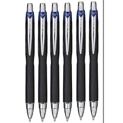 Image of Uni Ball Blue Jetstream Retractable Broad Rollerball Pen 1mm Nib Tip &amp; 0.45mm Line Width Waterproof Lightproof Fast Drying Pigment Ink For Writing SXN 210 (Pack Of 6)