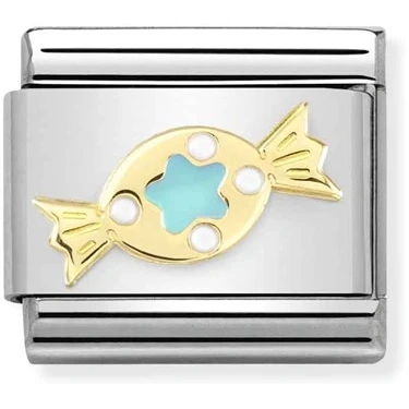 Image of Nomination Classic Gold Turquoise Green Sweet Food &amp; Drink Charms