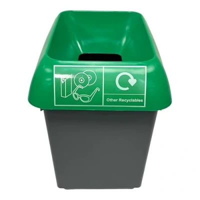 Image of Chabrias Ltd 30 Litre Recycling Waste Bin With Lid &amp; Logo Sticker Included (Green Other Recyclables Logo)