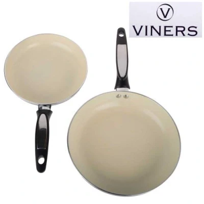 Image of Viners 2 Piece Ceramic Interior Frying Pan Set, Black
