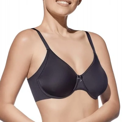 Image of Selene Basic Bra with Preformed Cups for Women, Eugenia Model. Comfortable Hold, and Everyday Softness. Black