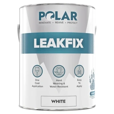 Image of Polar Leak Seal White Paint 2. 5 Litre Instant Waterproof Roof Sealant Ideal for Leaks, Cracks &amp; Repair Concrete, Brick, Metal, Drainpipes Gutters Easy to Apply