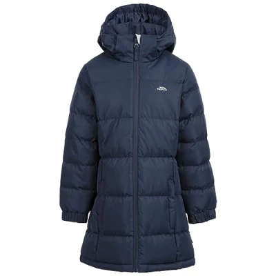 Image of Trespass Girls Padded Jacket Windproof Water Resistant Hooded School Coat Tiffy