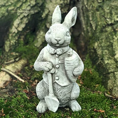 Image of ONEFOLD Stone Peter Rabbit Statue Ornament Outdoor Garden Sculpture
