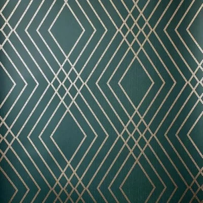 Image of YöL Shard Trellis Emerald Green Wallpaper Metallic Effect Geometric Modern Trendy Stylish Feature Wall