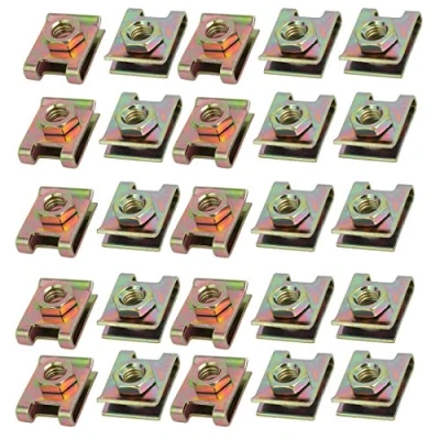 Image of Sourcingmap Fit M6 Screw Speed Fastener U Nut Clip Zinc Plated Hardware Brass Tone 25pcs