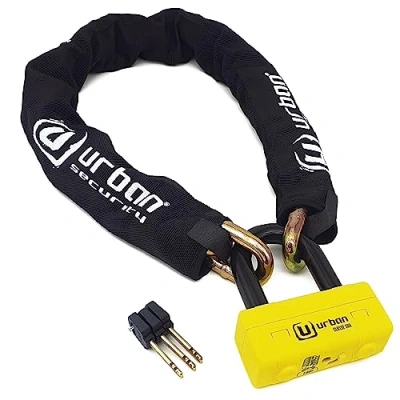 Image of URBAN UR74120 Heavy Duty Chain Lock ø13mm/0.51in + Mini U Padlock, High Security SRA Approved, Fully Tested Visible, Multi function Anti Theft for Disc Brake, Anchor, Motorcycle, Parking 120cm/3.9ft