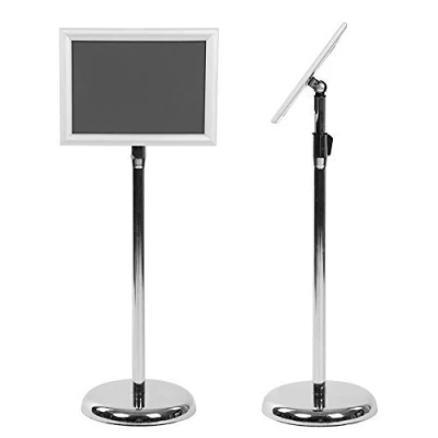 Image of Zerone A4/A3 Poster Display Stand, Silver Adjustable Floor Standing Menu A3/A4 Stand Snap Frame Sign Advertisement Holder (Right Angle, A4)
