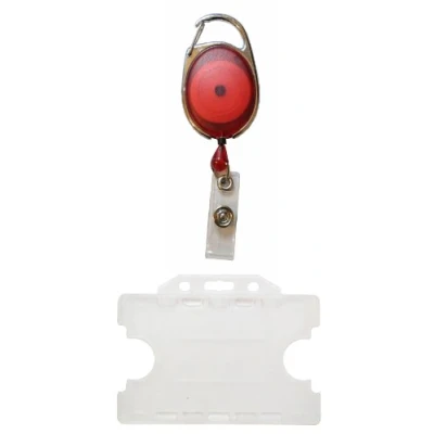 Image of Customcard Retractable Badge Reel with Double Sided Opaque ID Card Holder Red