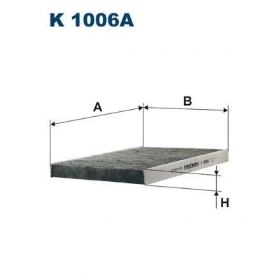 Image of 1H0091700, 1H0091800, 1H0091800SE, 1H0819638, 1H0819644B Pollen Filter FILTRON K 1006A Activated Carbon 280mm 205mm 25mm