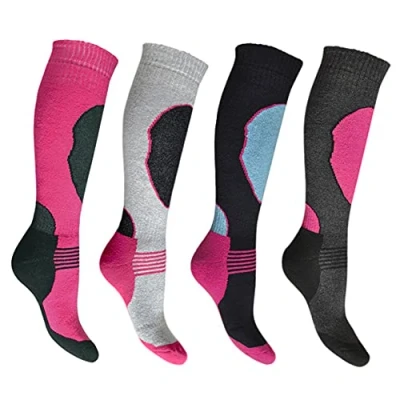 Image of i Smalls Girls Knee High Thermal Ski Socks Kids Energy Performance 4 Packs 9 12