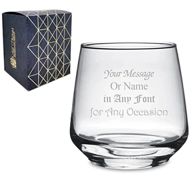 Image of Personalised Engraved Stelo Whisky Tumbler Glass with Gift Box, Personalise Any Message