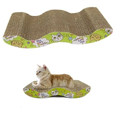 Image of Trintion Cat Scratcher Pad Scratching Board Cardboard Corrugated Mat Curved Shape Reversible Use Durable