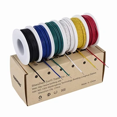 Image of TUOFENG 22 awg Solid Wire Kit 6 Different Colored 9 Meter spools Gauge Jumper Hook up