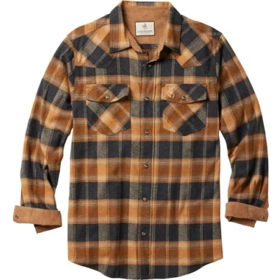 Image of Legendary Whitetails Men&#039;s Shotgun Western Flannel Shirt, Fireglow Plaid
