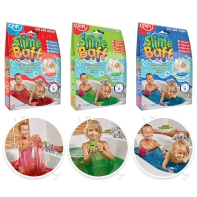 Image of 3 x Slime Baff Bundle from Zimpli Kids, Red, Green &amp; Blue, Magically turns water into gooey, colourful slime, Making Kit for Children, Birthday Present Boys Girls, Certified Biodegradable
