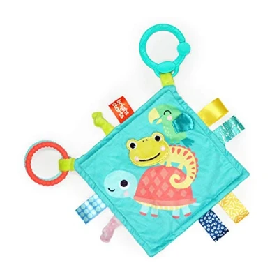 Image of Bright Starts Fuzzy Feelies Soothing Plush Security Blanket with Taggies, Clips to Carriers and Strollers, Newborn up