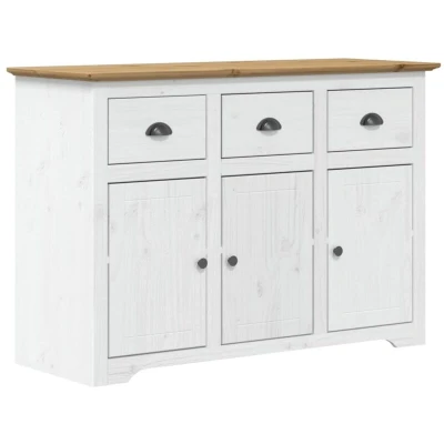Image of vidaXL Sideboard BODO White and Brown 115x43x79.5 cm Solid Wood Pine
