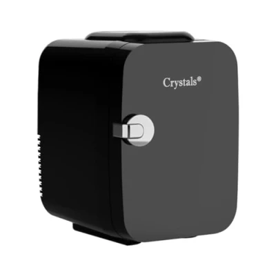 Image of Crystals Mini Fridge, 4/10/15L Litre Table Top Small Fridge Cooler &amp; Warmer for Car Bedrooms Desk Office, 12V DC 220 AC, Energy Efficient (Black, 4 Liter)
