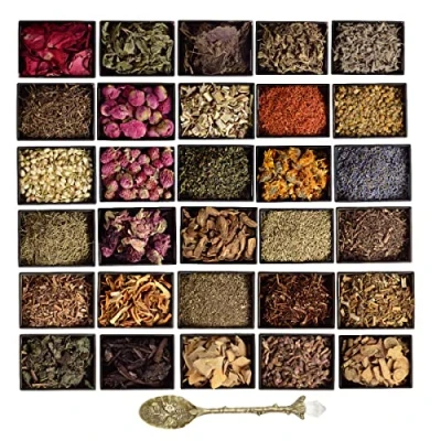 Image of Dried Herbs for Witchcraft Supplies and Tools Protection Herbal Magic Wiccan Spells 30 Altar with Crystal Spoon