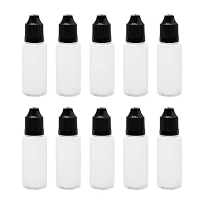 Image of 10x Black Plastic Empty Squeezable 20ml Dropper Bottles Eye Liquid Ejuice Dropper(Bottle+Tip Cap+Cap)