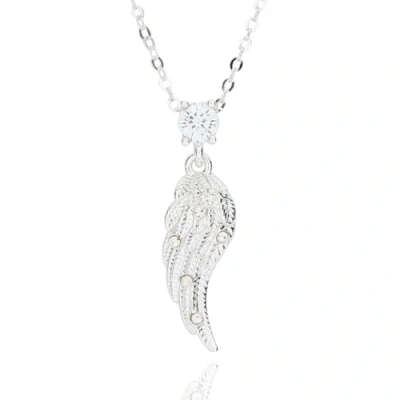 Image of Equilibrium Guardian Angel Pretty Sparkle Silver Plated Wing Necklace