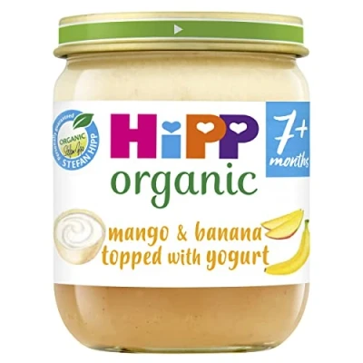 Image of HiPP Organic Mango &amp; Banana topped with Yogurt Baby Food Jar 7+ Months (6 x 160g)