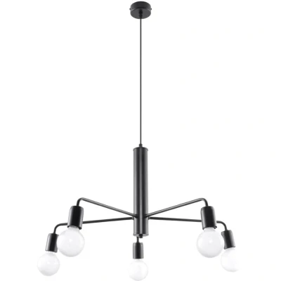 Image of Duomo 5 Light Multi Arm Ceiling Pendant Black, E27