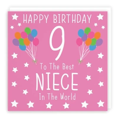 Image of Hunts England Niece 9th Birthday Card Happy 9 To The Best In World Iconic Collection Fun Colourful