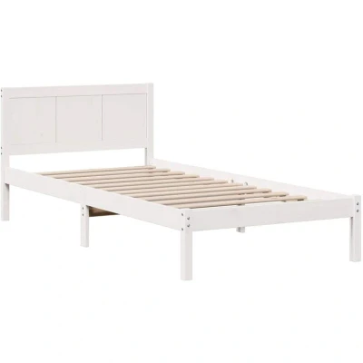 Image of vidaXL White Wood Bed Frame 100 x 200 cm Durable