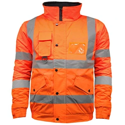 Image of High Visibility Safety Security Reflective Protective Waterproof Workwear Bomber Jacket Fluorescent (XXL, Orange)