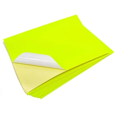 Image of Evergreen Goods™ 10 Sheets A4 Neon Fluorescent Yellow Sticker Paper Labels Laser Printable Self Adhesive Suitable for Cricut and Silhouette Craft Cutters Great Markers to Make Bold Signages