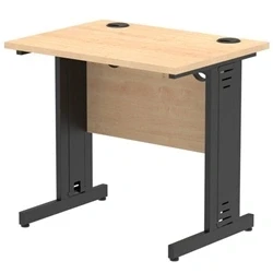 Image of Impulse 800x600mm Straight Desk Maple Top Black Cable Managed Leg