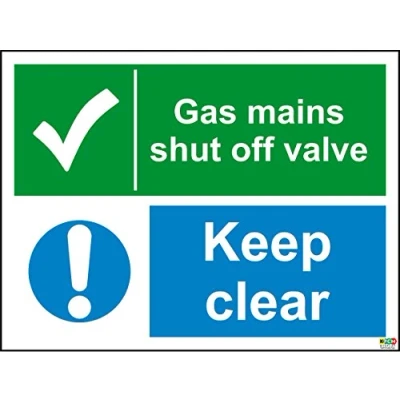 Image of Gas Mains Shut Off Valve Keep Site Safety Board Rigid Plastic Sign 150mm x 200mm