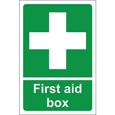 Image of First aid box Safety sign Self adhesive sticker 300mm x 200mm