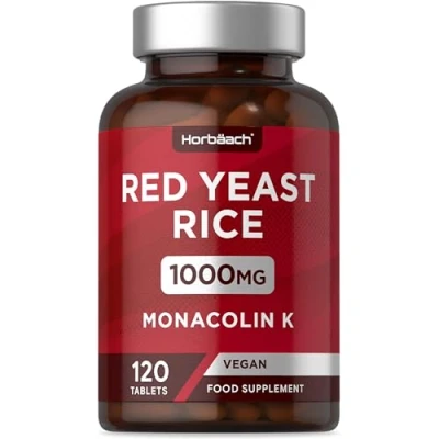 Image of Red Yeast Rice 1000mg 120 Vegan Tablets High Strength Supplement with Monacolin K No Artificial Preservatives by Horbaach