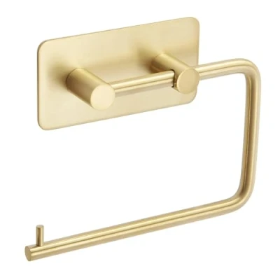 Image of Self Adhesive Stick on Toilet Roll Holder with Satin Brass Finish