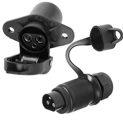 Image of AGRISHOP 12 V 3 Pin Trailer Plug Socket Male Female Wiring Connector Adapter For Rv Caravan Tractor Truck Van Towbar Towing