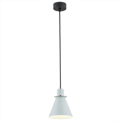 Image of Beverly Dome Pendant Ceiling Light Blue Matt, Chrome Elements