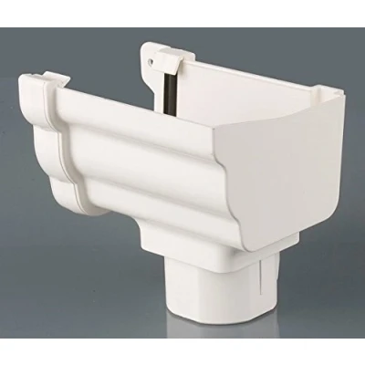 Image of Brett Martin BR856RW 106mm Prostyle (Ogee) Gutter Right Hand Stopend Outlet White. Will NOT FIT Marley Classic