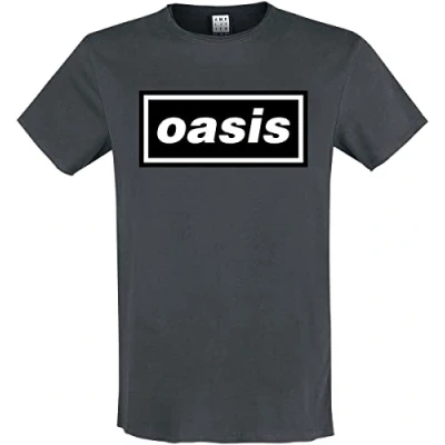 Image of Amplified Oasis Logo Cotton T Shirt (XX) Charcoal