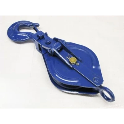 Image of 2 Ton 150 MM Snatch Block With Safety Hook Blue Painted 16MM Wire Rope Lifting