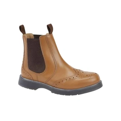 Image of Grafters M281BT Mens Leather Brogue Chelsea Boots Tan